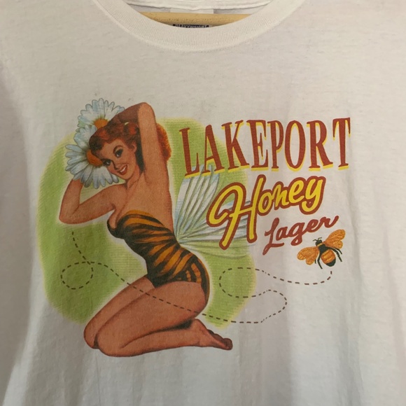 Vintage Lakeport Honey Lager Pin Up T-Shirt - Picture 3 of 5